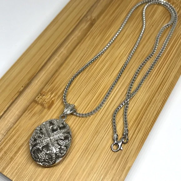 925 Sterling Silver Filigree locket Pendant Necklace size 20” - Picture 13 of 16